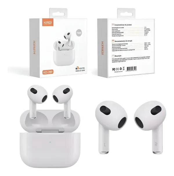 Fone de Ouvido Bluetooth Sem Fio Kaidi TWS KD-789